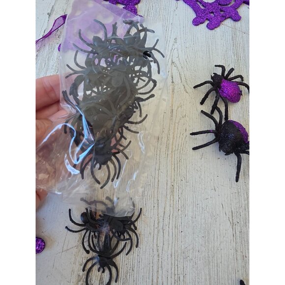 Purple glitter spider Halloween Garland figurine sparkle set - Picture 8 of 9